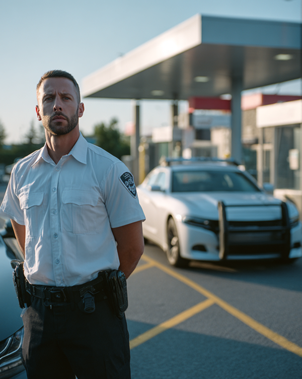 man in boundary frontline security uniform mobile