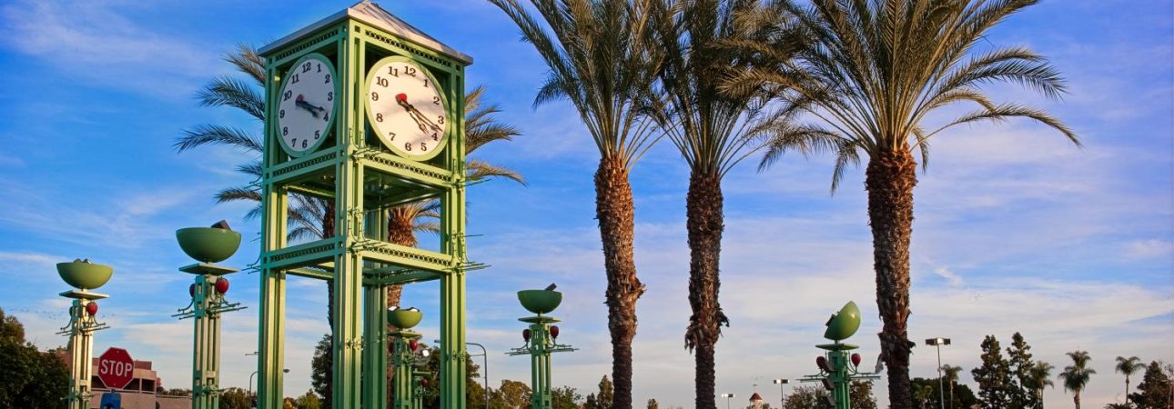 clock tower in garden grove security